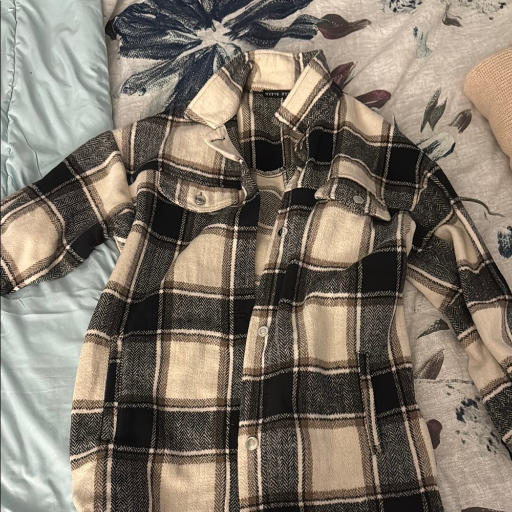 HYFVE Plaid Jacket in Black and Cream